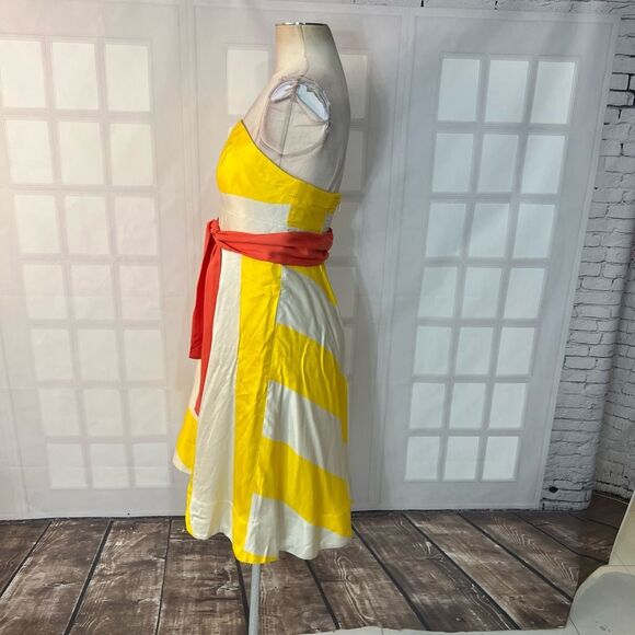 Maeve Anthropologie Sunshine yellow and white Striped Dress size 6P - Picture 11 of 16
